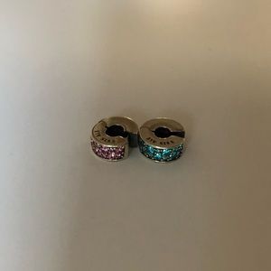 Pandora shining elegance clips. Teal and pink.